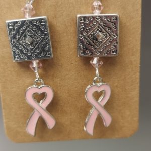 Pink Ribbon Breast Cancer Awareness Earrings (Set 2)