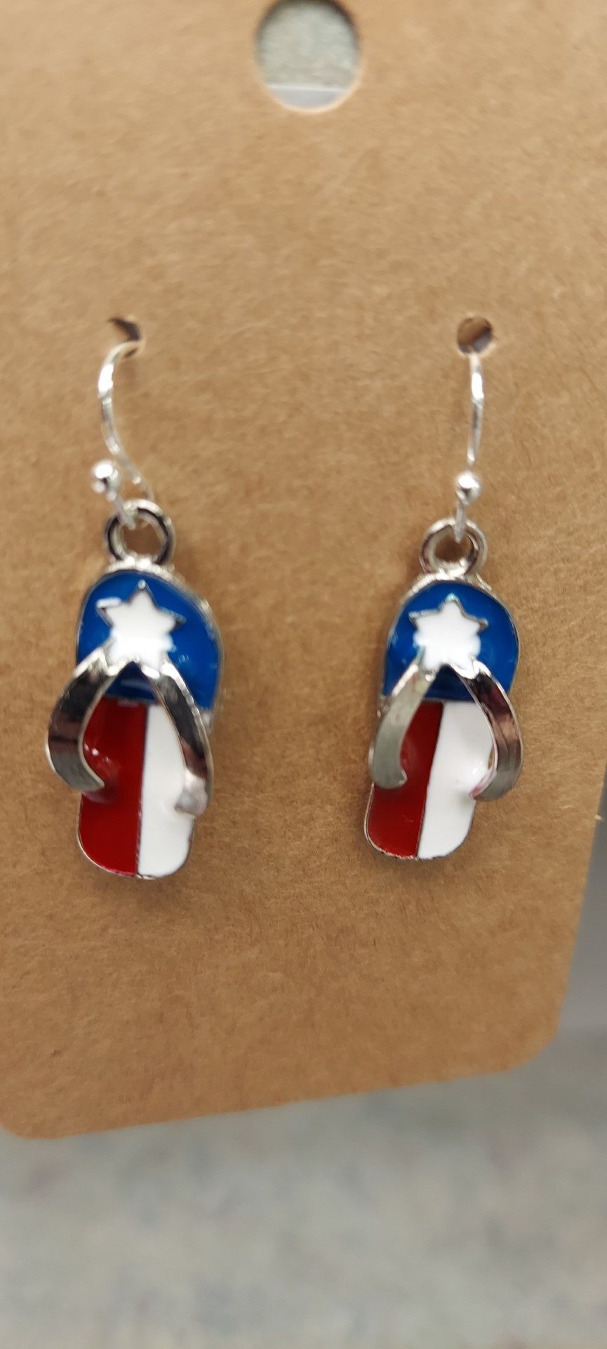 Patriotic American Flag Flip Flop Earrings - Riverside Chiefs Relay for ...