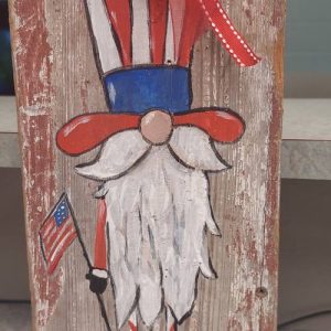 Wooden Patriotic Gnome on Reclaimed Wood