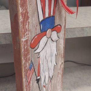 Wooden Patriotic Gnome on Reclaimed Wood