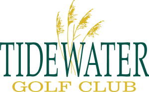 Tidewater Golf Club logo. Text with sea oats